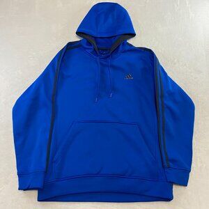 Adidas Hoodie Mens Large Performance Tech Fleece Pullover Climawarm Black Blue